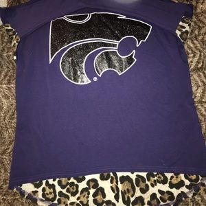 Long sleeved purple/cheetah KSU Gameday shirt